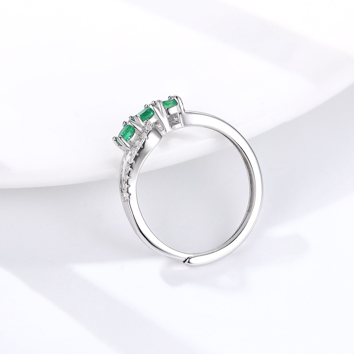 Luxury Natural Emerald Ring S925 Silver Opening - 4 - CJ