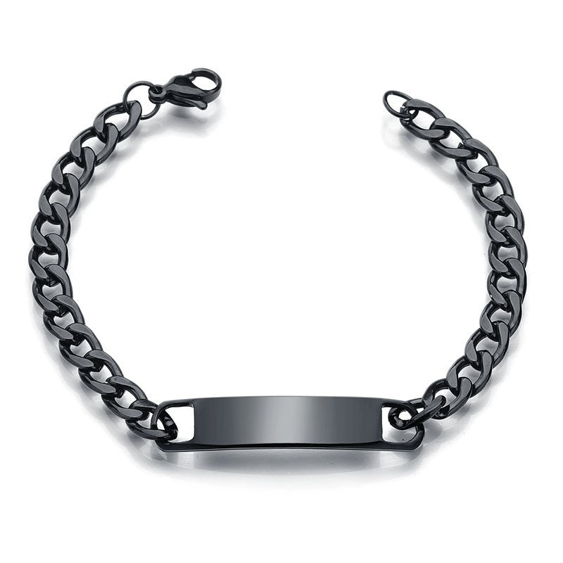 Personalized Human Eye Bracelet DIY Laser Engraved Stainless Steel Couple Bracelet Engraved Portrait Bracelet - 7 - CJ - Black - Lettering - CJSL210286102BY