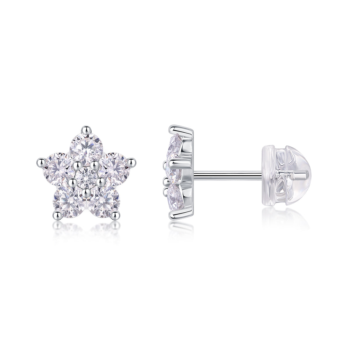 1Paris Flower - Fashionable And Luxurious Diamond Jewelry Set With Moissanite S925 Sterling Silver And Platinum-plated Stud Earrings Prohibit TikTok sales