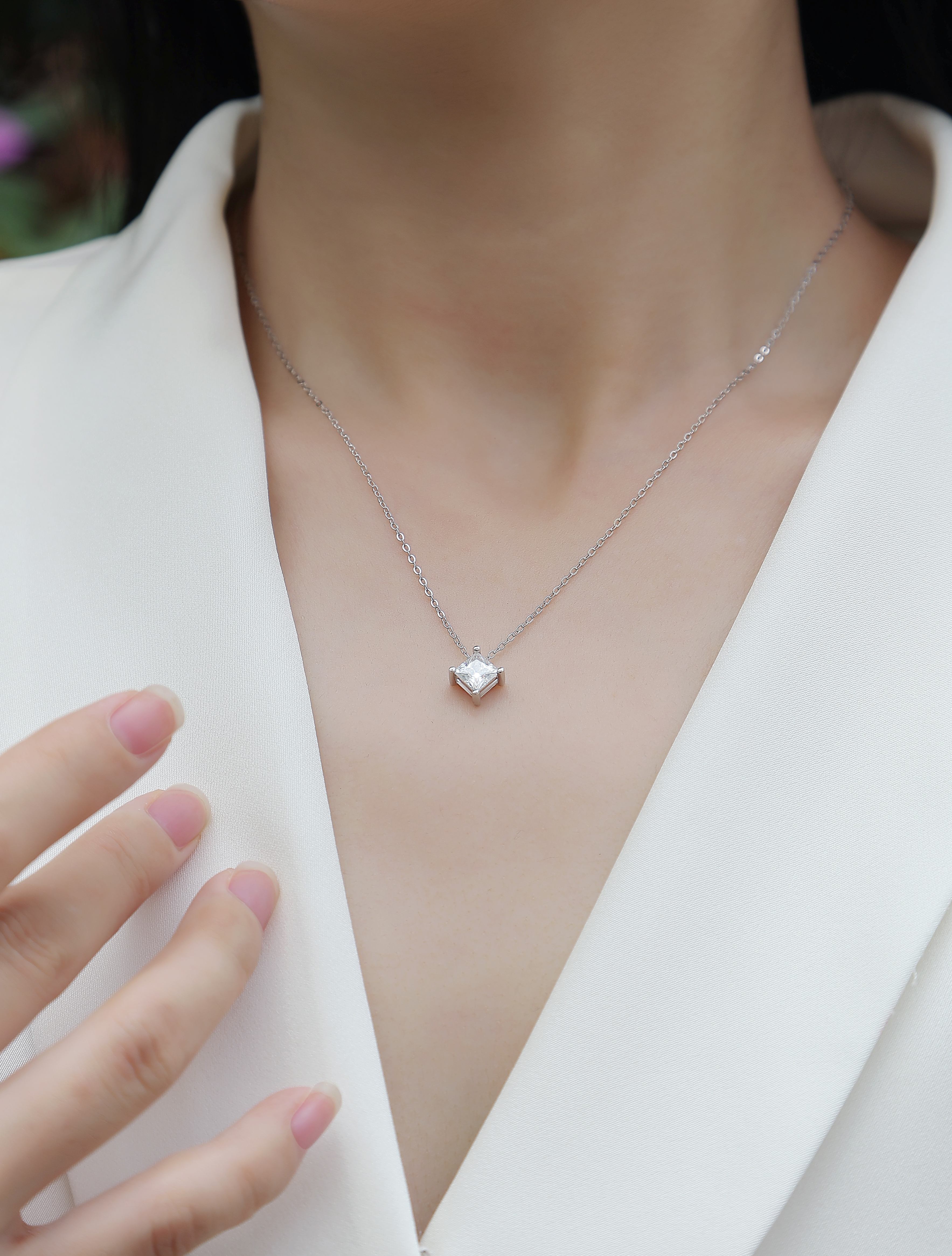 1Stay Together - A Fashionable And Luxurious Diamond Jewelry Pendant Set With Square Moissanite S925 Sterling Silver. Prohibit TikTok sales - 5 - CJ