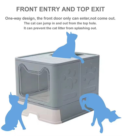 Front - entry Enclosed Extra - large Cat Litter Box With A Litter Collection Cover And A Large Scoop For Cats - 5 - CJ