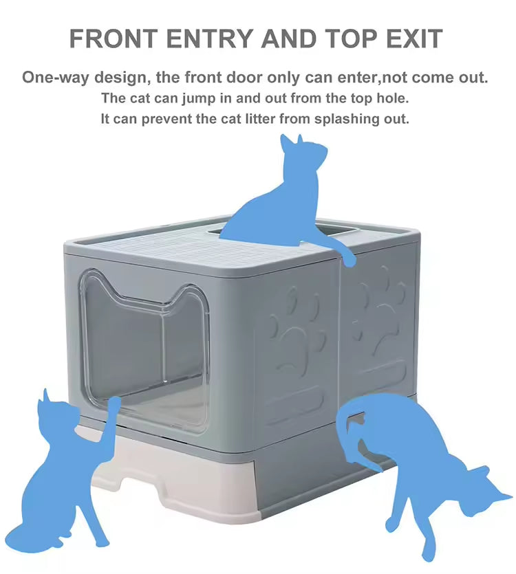 Front - entry Enclosed Extra - large Cat Litter Box With A Litter Collection Cover And A Large Scoop For Cats - 5 - CJ