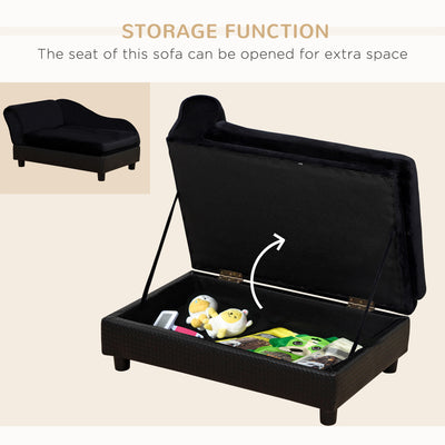 Pet Sofa Bed Couch with Storage, Pet Sofa for Cats and Small Dogs, Black - 5 - CJ