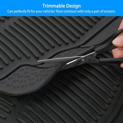 Set Of 3Pcs Automotive Floor Mats Set Front Rear PVC Rubber Floor Mats Heavy Duty Drive Vehicle Car Mats With Trimmable Design Fit Most Cars SUVs Trucks - 5 - cjdropshipping