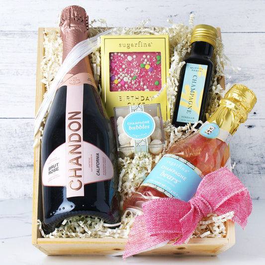 Pink Perfection: Birthday Bubbly & Treats Crate - GreatArrivals