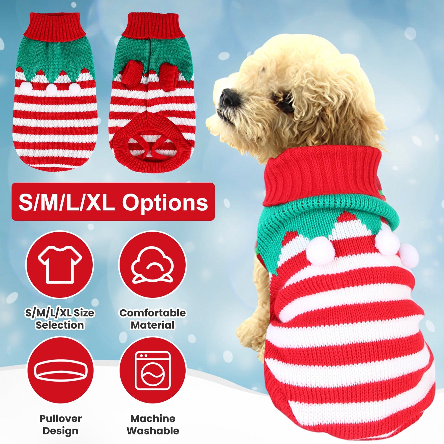 2 Patterns 4 Sizes Option - 1Pc Pet Christmas Turtleneck Sweater Dog Cat Christmas Clothes Snowman Stripes Costume Winter Holiday Sweater For Small Medium Kitten Puppy Cats Dogs - 5 - CJ