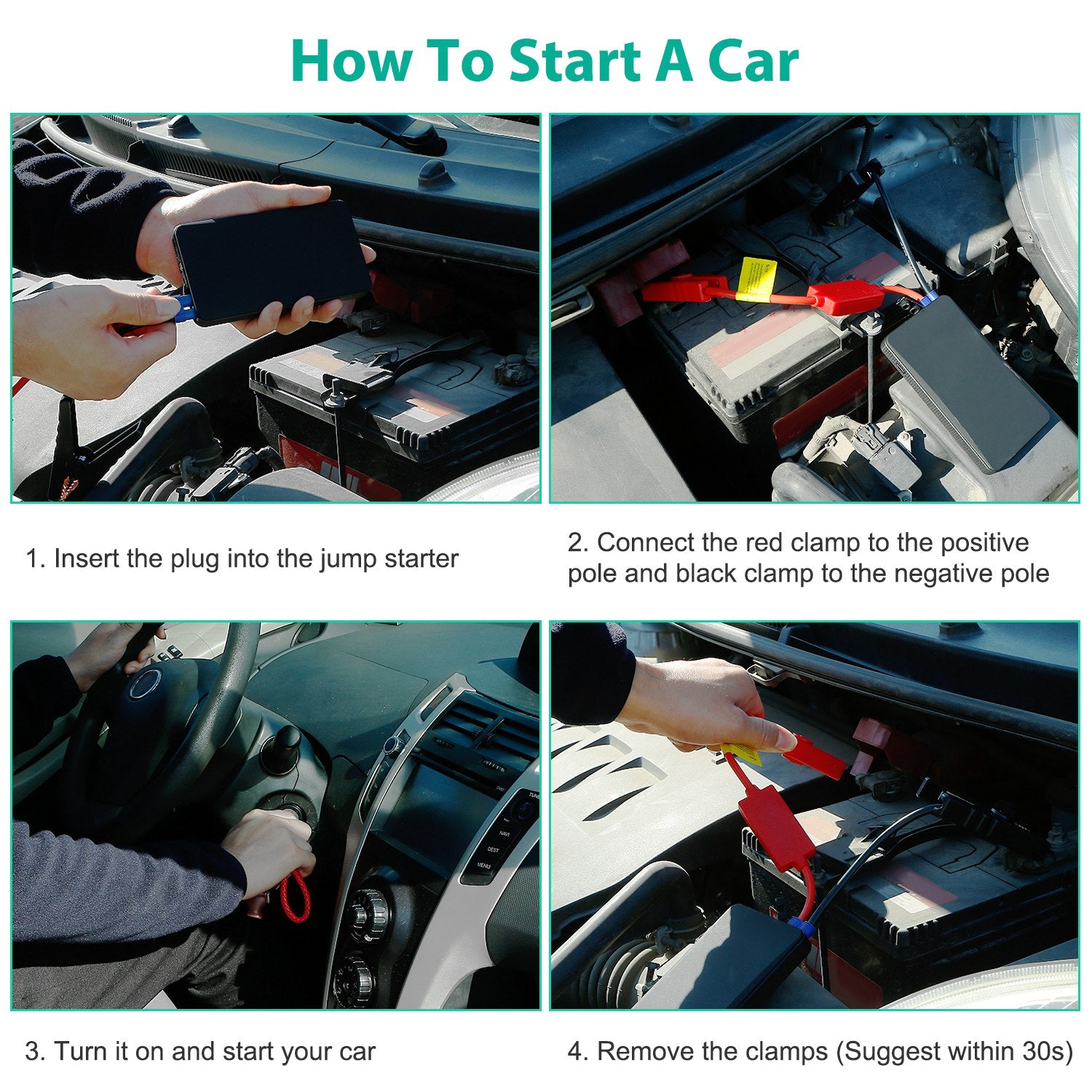 12V Car Jumper Starter 400A Peak 20000mAh Battery Charger Power Bank Portable Power Booster Battery With 3 Flashlight Modes - 5 - CJ