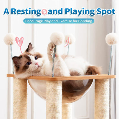Indoor Wooden Cat Climbing Frame Cat Tower Cat House With Cat Scratching Board Ramp Suitable For Large Cats And Kittens - 5 - CJ