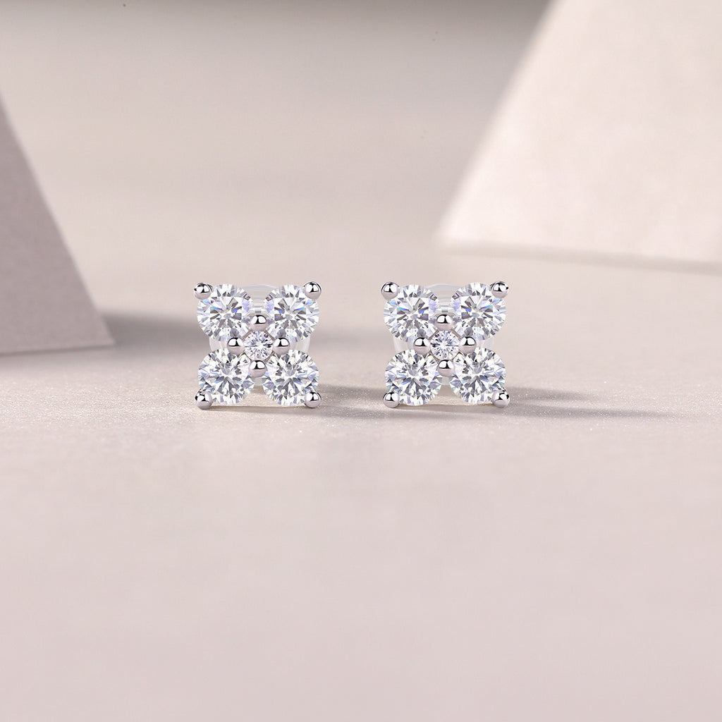 Sweetheart French - Fashionable And Luxurious Diamond Jewelry Set With Moissanite S925 Sterling Silver And Platinum-plated Stud Earrings