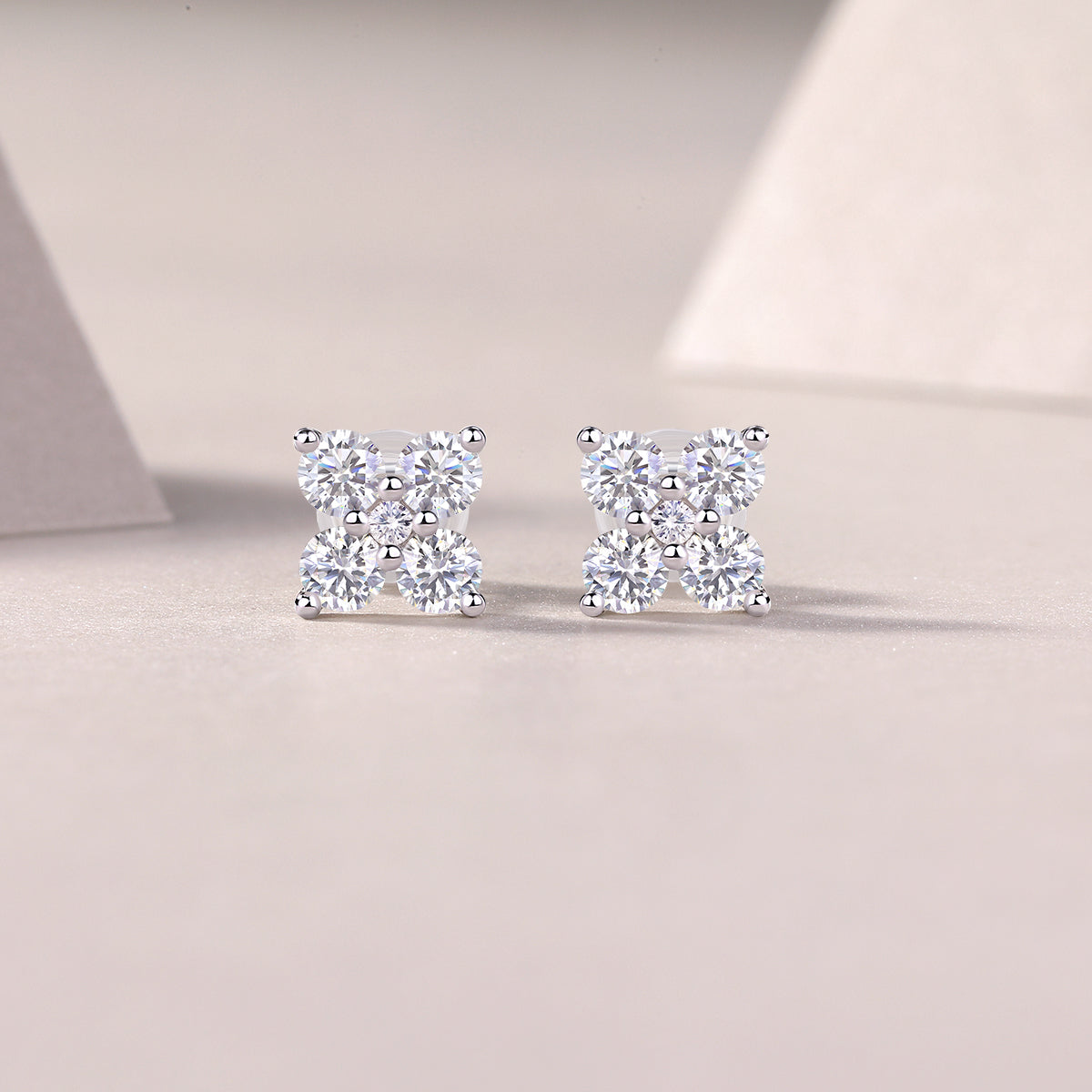 1Sweetheart French - Fashionable And Luxurious Diamond Jewelry Set With Moissanite S925 Sterling Silver And Platinum - plated Stud Earrings Prohibit TikTok sales - 5 - cjdropshipping