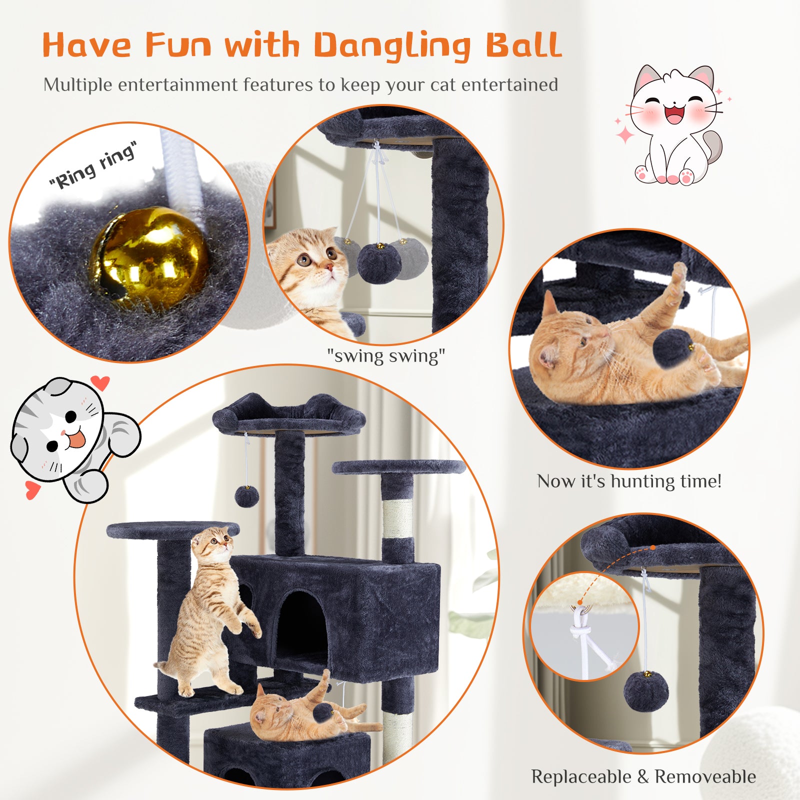 Multi Functional Cat Treehouse Cat Climbing Frame - 5 - CJ
