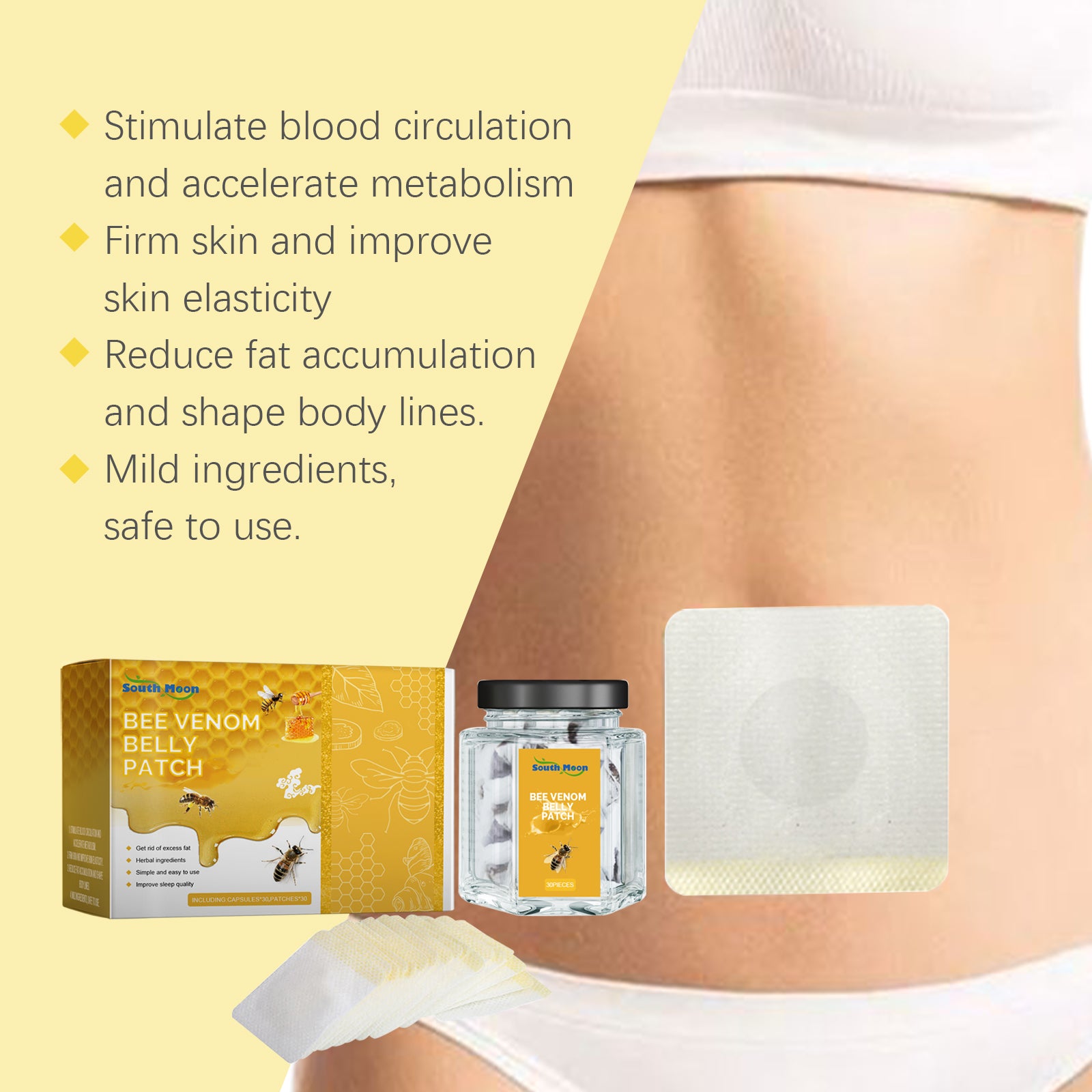 South Moon Bee Venom Body Sculpting Stick Slimming Body Sculpting Navel Stick Tummy Tucking Body Curves Firming Skin - 5.0 - CJ