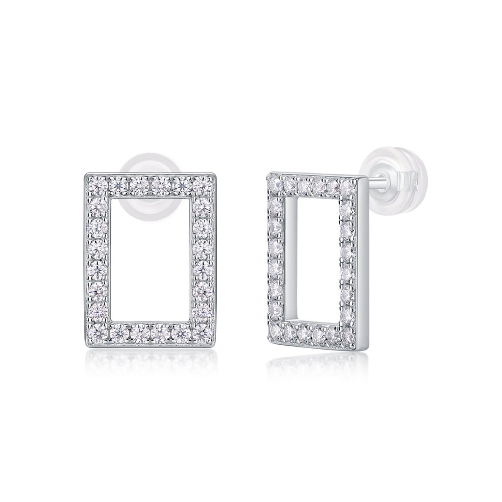 In Full Swing - Fashionable And Affordable Jewelry With Moissanite S925 Sterling Silver And Platinum-plated Stud Earrings