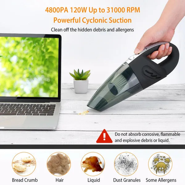 Car Handheld Vacuum Cleaner Cordless Rechargeable Hand Vacuum Portable Strong Suction Vacuum - 5 - cjdropshipping