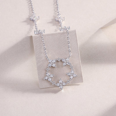 1Iris Flower Luxurious Fashion Diamond Pendant Necklace Set With Mosan Diamond Silver Ornaments Prohibit TikTok sales - 5 - CJ