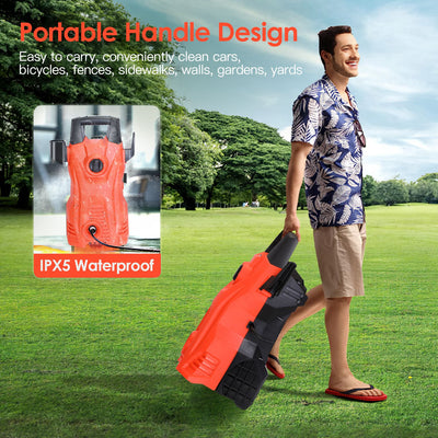 1Pc Electric High Pressure Washer 1740PSI  Powerful Car Washer Pressure Cleaner With Adjustable Spray Nozzle Soap Dispenser IPX5 Waterproof For Patio Garden Driveway - 5 - cjdropshipping
