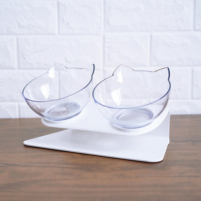 Cat Double Bowl Cat Food Bowl Protects Cervical Vertebra - 0 - CJ - Double white - CJJJCWGY00683 - Double white
