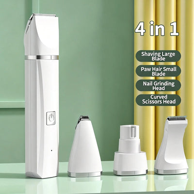 4 - in - 1 Pet Grooming Kit For Small Dogs Cats, Professional Quiet Rechargeable Hair Trimmer With 4 Interchangeable Heads, Low Noise Paw Nail Grinder Body Clipper - 5 - CJ