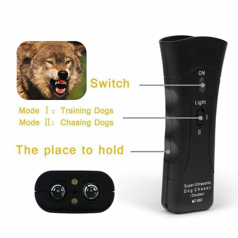 3 - in - 1 Anti Barking Dog Training Device Ultrasonic Dog Training Repeller  LED Flashlight - 0 - CJ