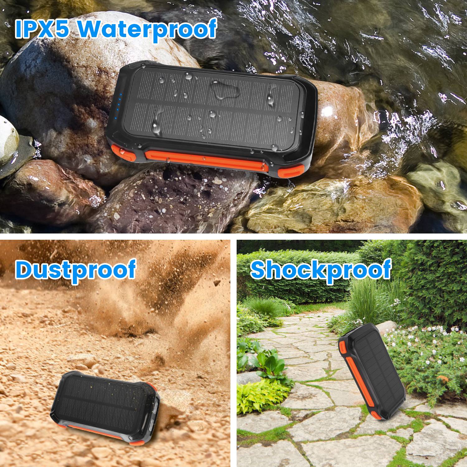 1Pc Portable Solar Charger 49800mAh Power Bank External Battery Pack 22.5W PD Fast Charging Built In 4 Cables 15W Wireless Charging LED Flashlight For Camping Hiking Picnic Travel - 5 - CJ