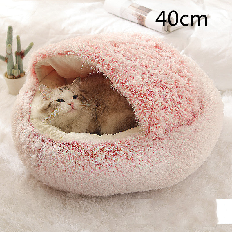 2 In 1 Dog And Cat Bed Pet Winter Bed Round Plush Warm Bed House Soft Long Plush Pets Bed Pet Products - 0 - CJ