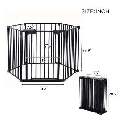 150 Adjustable Safety Gate 6 Panels Play Yard Metal Doorways Fireplace Fence Christmas Tree Fence Gate For House Stairs Gate Prohibited Area Fence - 5 - CJ