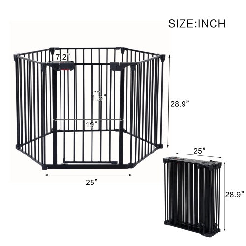 150 Adjustable Safety Gate 6 Panels Play Yard Metal Doorways Fireplace Fence Christmas Tree Fence Gate For House Stairs Gate Prohibited Area Fence - 5 - CJ