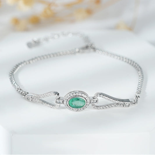 Fashion S925 Silver Emerald Bracelet With Synthetic Zirconia - 4 - CJ