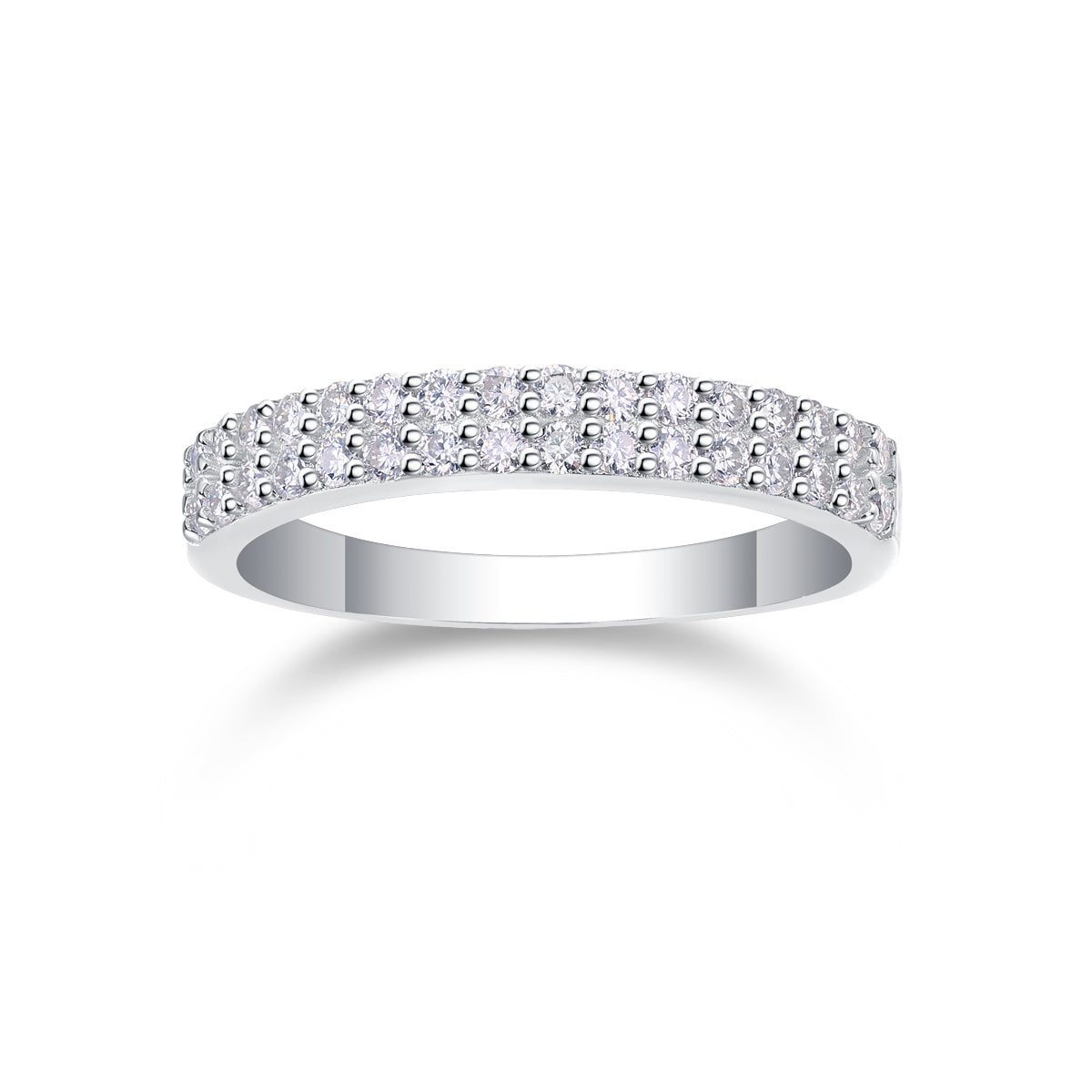 1Luxury Fashion Double Row Diamond Ring With Moissanite Silver Ring Prohibit TikTok sales - 5 - CJ