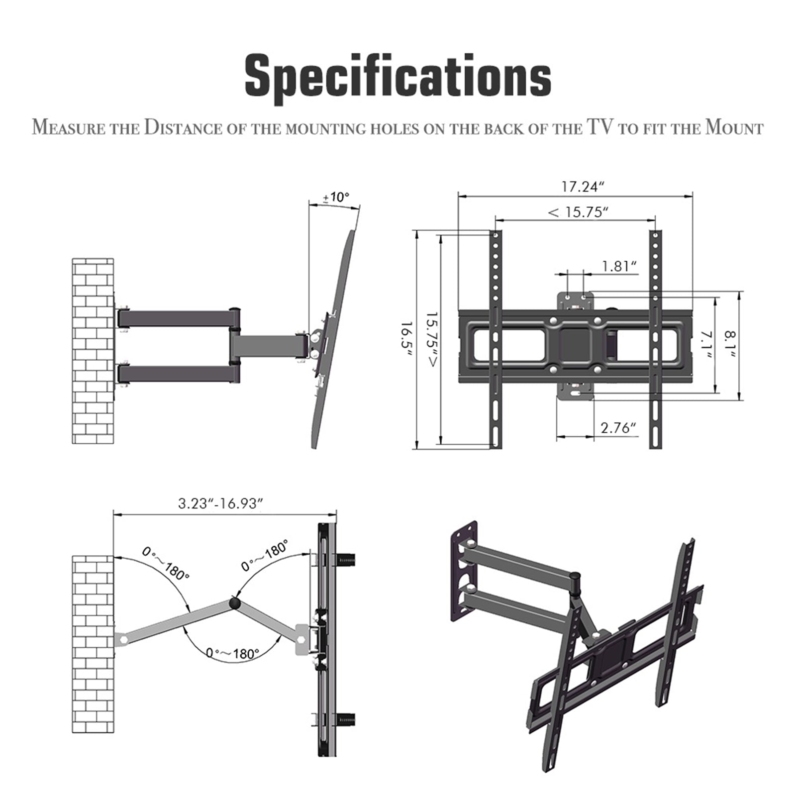 32 - 65 Inch Single Pendulum Small Base TV Stand TMXD - 103 Load Bearing 35KG - 5 - CJ