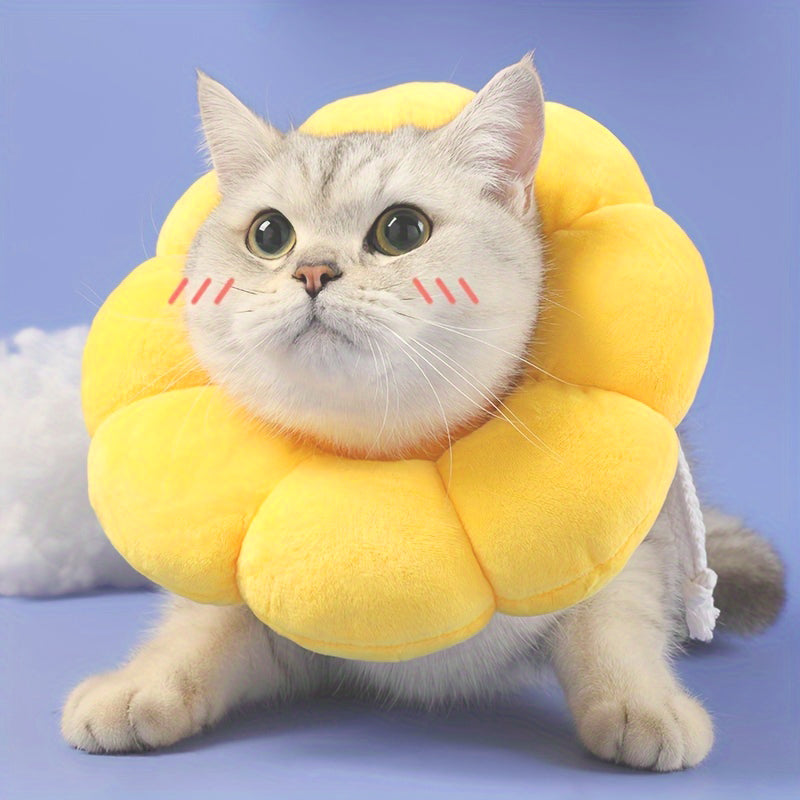 Cat Small Dog Recovery Collar, Cute Sunflower Neck Cone After Surgery, Adjustable Pet E Collar, Wound Healing Protective Cone Surgery Recovery Elizabethan Collars For Small Pets - 5 - CJ