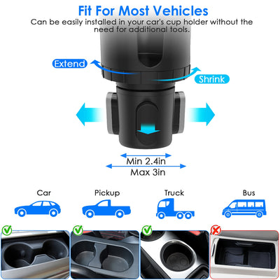 1Pc 2 In 1 Car Cup Phone Holder Automotive Drink Holder With 360 Degree Rotating Gooseneck Phone Mount Adjustable Base Fit For Most Phones Cups Vehicles - 5 - CJ