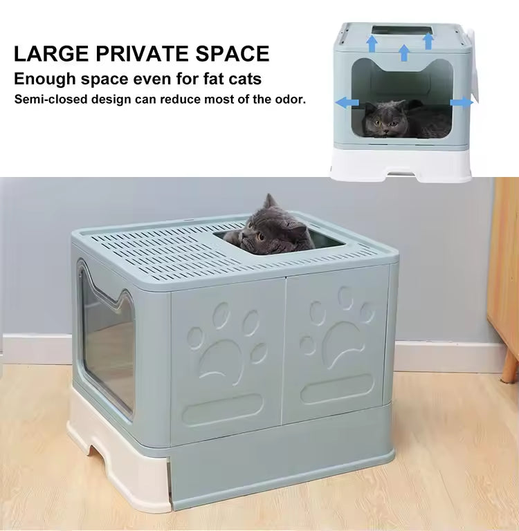 Front - entry Enclosed Extra - large Cat Litter Box With A Litter Collection Cover And A Large Scoop For Cats - 5 - CJ