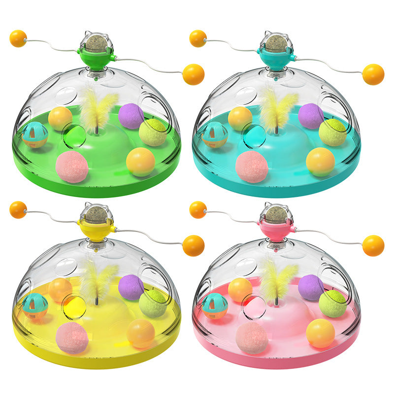 Meows Windmill Funny Cat Toys Interactive Multifunctional Turntable Pet Educational Toys With Catnip Luminous Ball Pinwheel Toys Pet Products - 0 - CJ