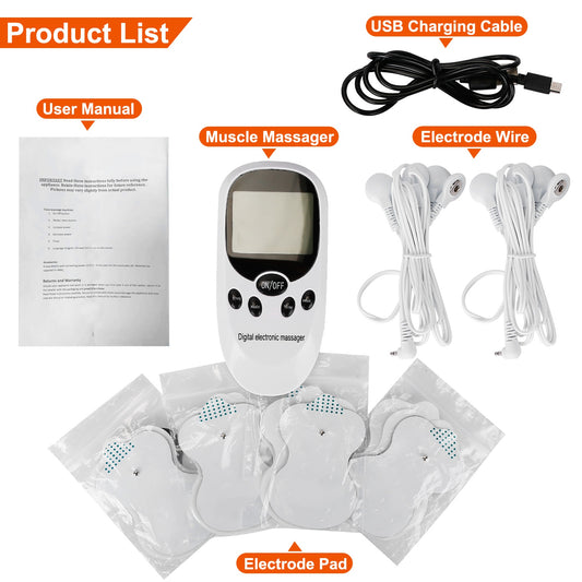 1Pc Electric Muscle Stimulator Dual Channels With 8 Electrode Pads Pulse Massager Pain Relief Therapy Tens Device - 5 - CJ