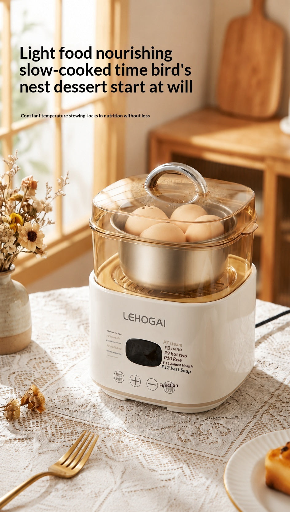 Multifunctional Steam-and-Stew All-in-One Compact Electric Steamer