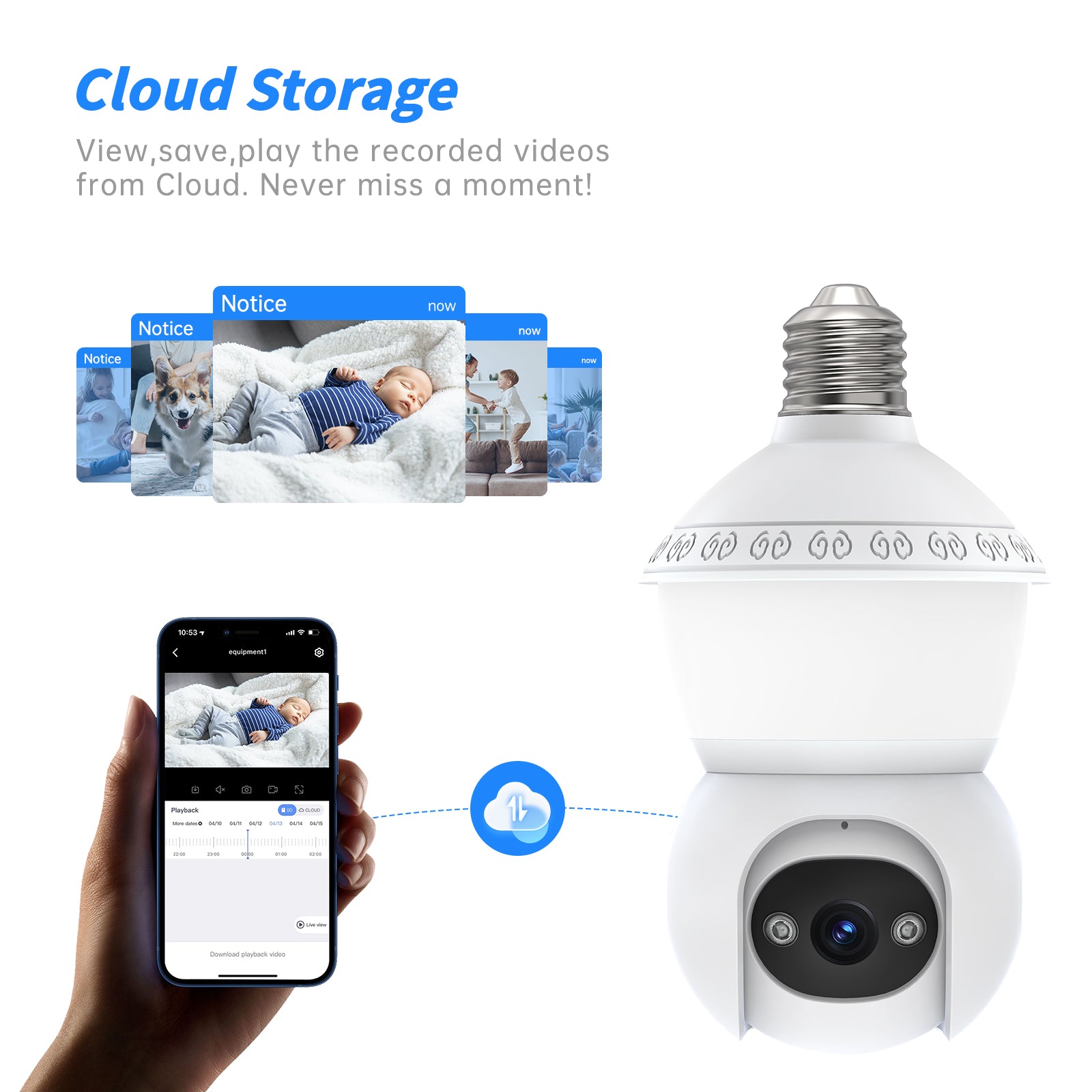 PTZ Bulb Camera E27 Full - Color Panoramic HD Wireless Light Bulb Surveillance CMOS Home WiFi Pan - Tilt Cloud - 5 - CJ