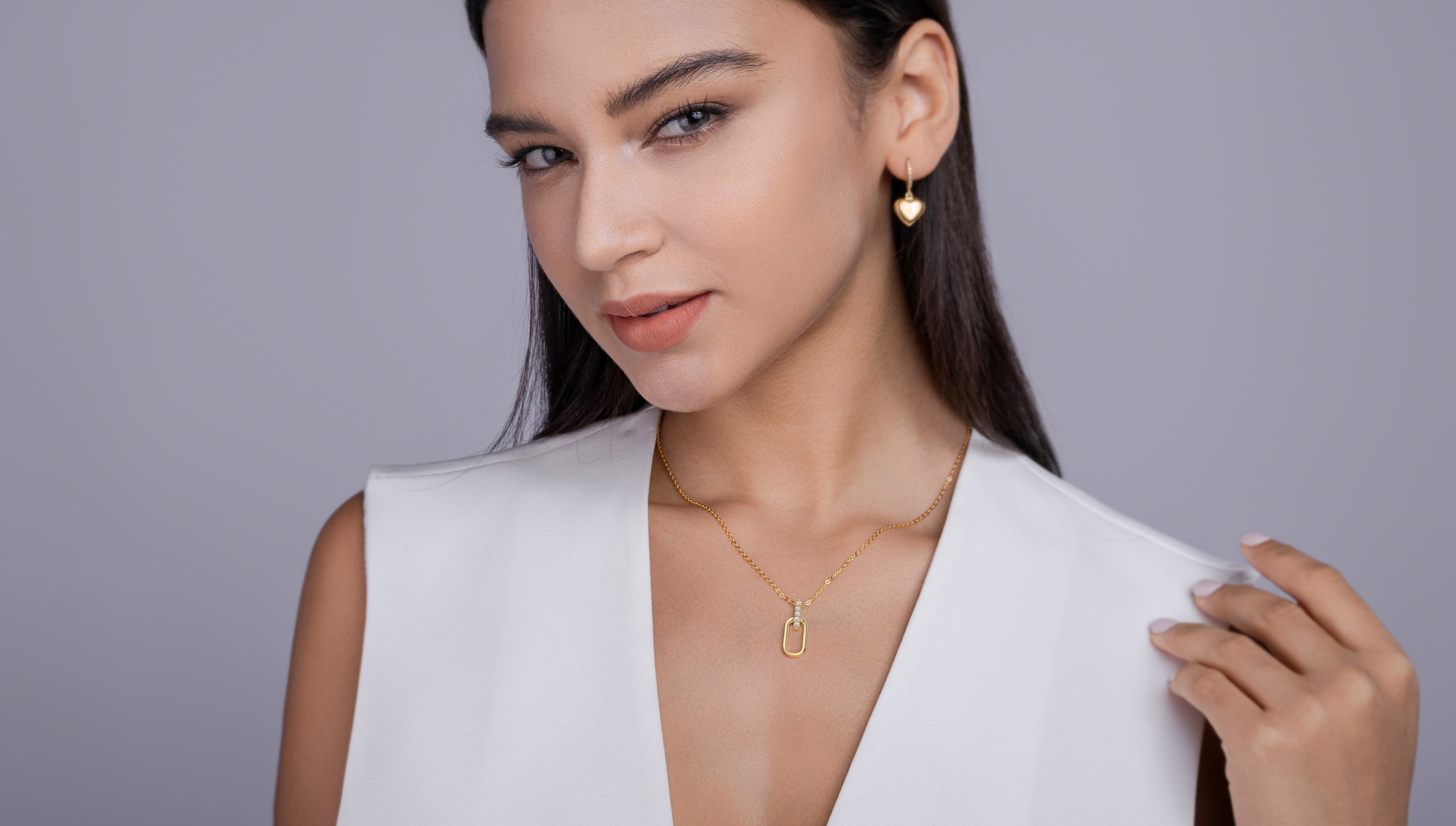 Light And Shadow Geometry - A Fashionable And Trendy Diamond Jewelry Necklace Pendant Set With Moissanite S925 Sterling Silver And Gold Plating