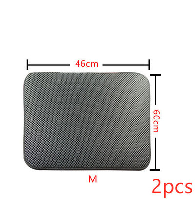 Double Layer Litter Cat Bed Pads Pet Cat Litter Mat Trapping Pets Litter Box Mat Pet Product Bed For Cats House Clean Mat - 0 - CJ - M 2PC - Grey - CJJJCWMY00030 - M 2PC - Grey