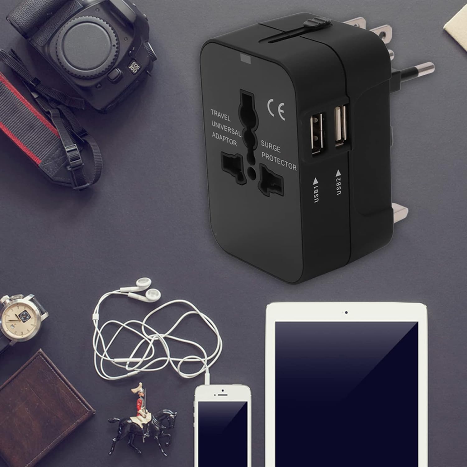 Travel Adapter, Worldwide All In One Universal Travel Adapter Wall Charger AC Power Plug Adapter Wi - 5 - CJ