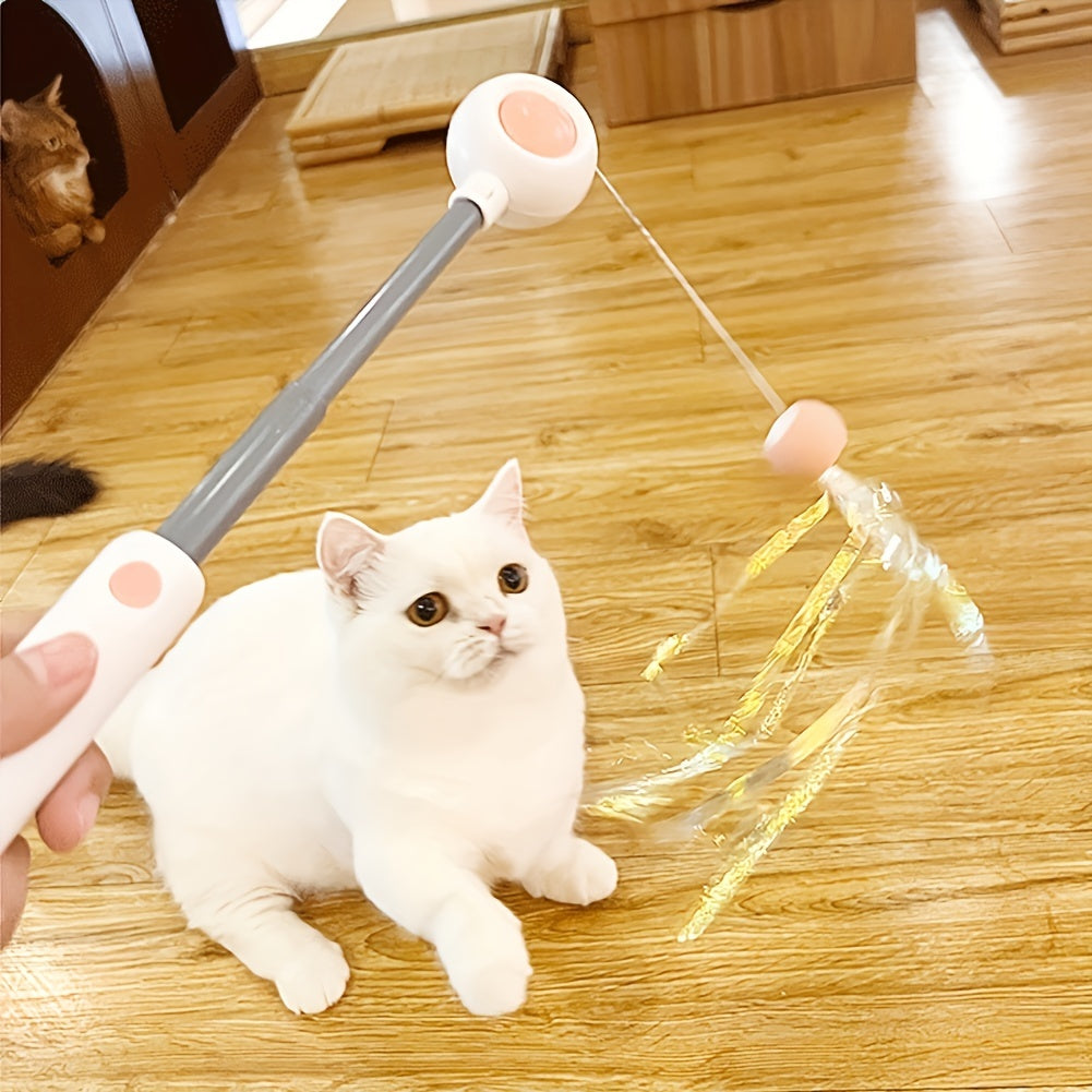Cat Teaser Stick, Retractable Cat Wand With Replacement Head, Cat Feather Toy, Cat Interactive Toy For Indoor Cats For Relief Boredom And Exercise - 5 - CJ