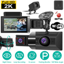 2K Car DVR 3 Channel Dash Cam Camcorder Camera Recorder With 140 Degree Angle GPS WiFi Night Vision G - sensor Loop Recording Parking Monitor - 5.0 - cjdropshipping