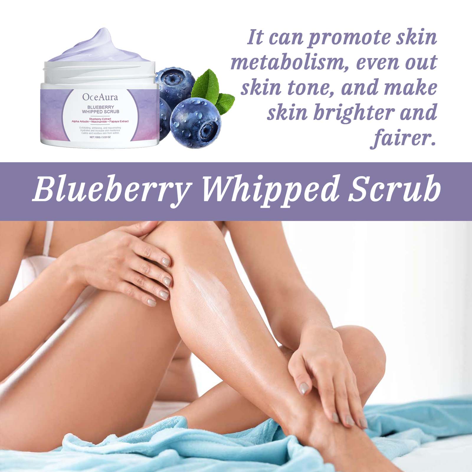 OceAura Blueberry Whipped Scrub, Exfoliating Tender Lighten Body Dull Brightening Skin Scrub - 5 - CJ