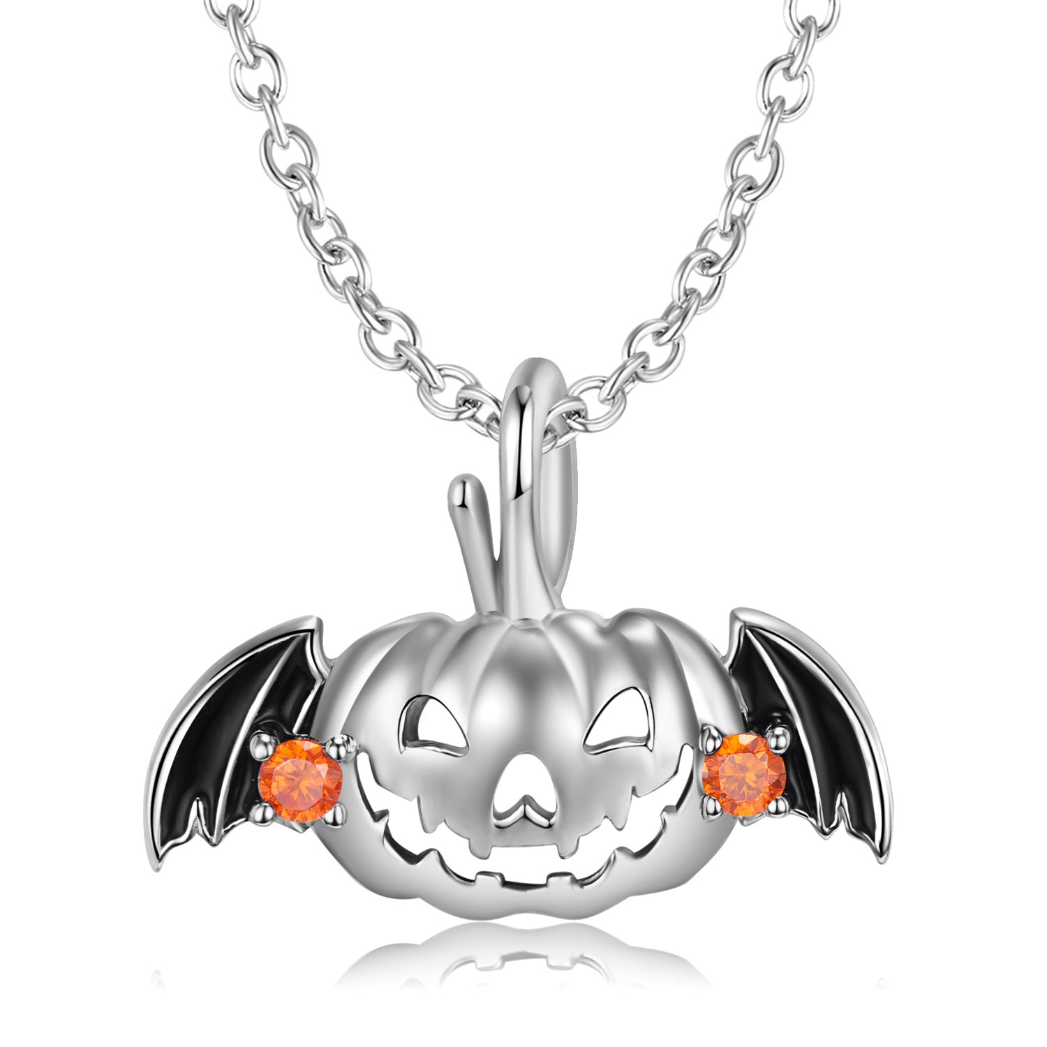 S925 Sterling Silver Drip Glue Hollow Flying Pumpkin Necklace Exquisite Halloween Jewelry - 4 - https://x.com/titan_prim62775J