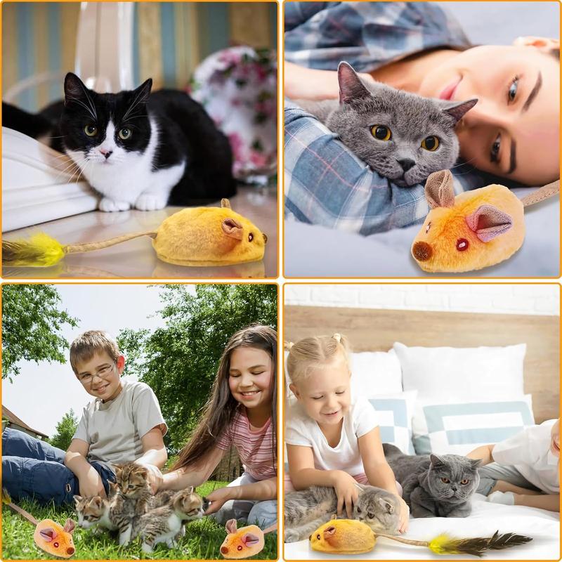 Interactive Cat Toys Mouse With LED Lights ForIndoor Cats USB Rechargeable Cat Mouse Toysfor Cats, Moving Automatic Chirping Squeakywith Feather Tail For All Breeds Cat Catnip Toys Forinteractive Toys - 5 - CJ