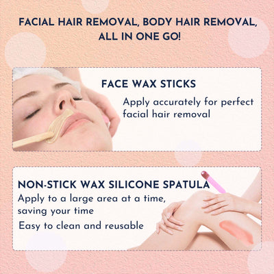 Waxing Kit 11 Items WUWUVISTA Hair Removal Wax Kit With Wax Melt Warmer Waxing Beads For Face,Brazilian,Full Body,Bikini,Sensitiive Skin Suitable For Plugs Of American, European Specification - 5.0 - CJ