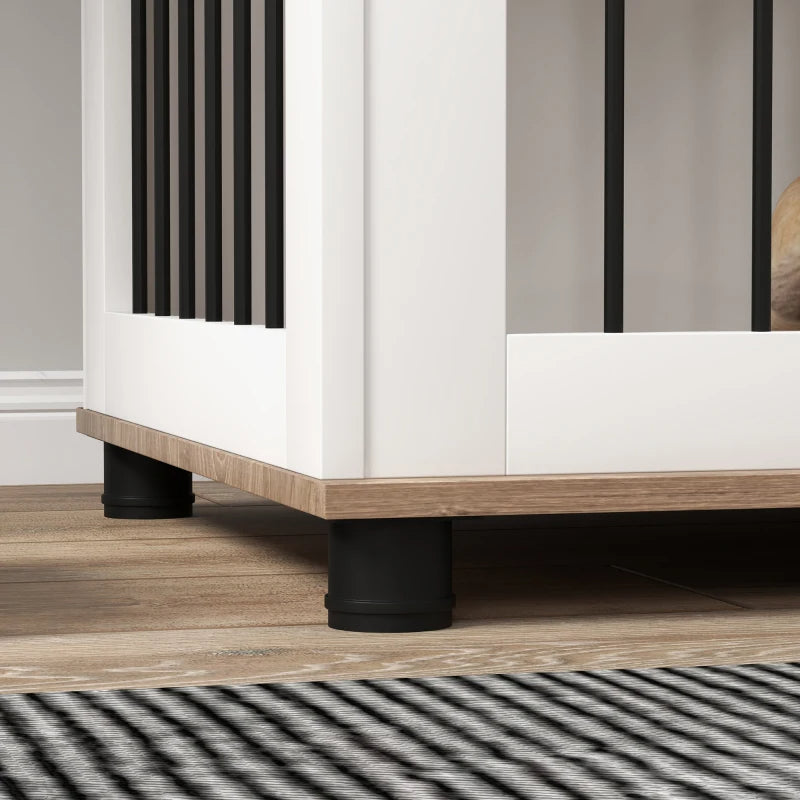 Dog Kennel Furniture Side End Table Indoor With Lockable Door, For Small And Medium Dogs, Walnut Brown