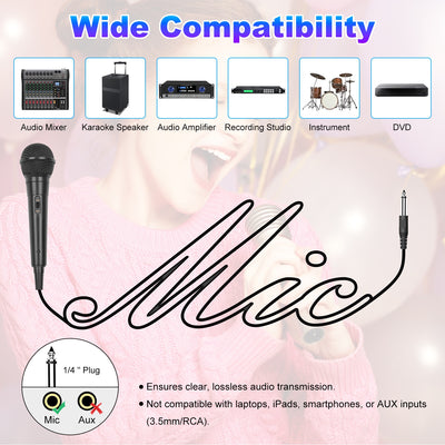 1Pc Handheld Wired Microphone Cardioid Dynamic Vocal Mic With On Off Button 13ft Cable 6.35 Mm Jack For Speaker Karaoke Ampilifier Mixer Professional Studio Live Performance - 5 - CJ