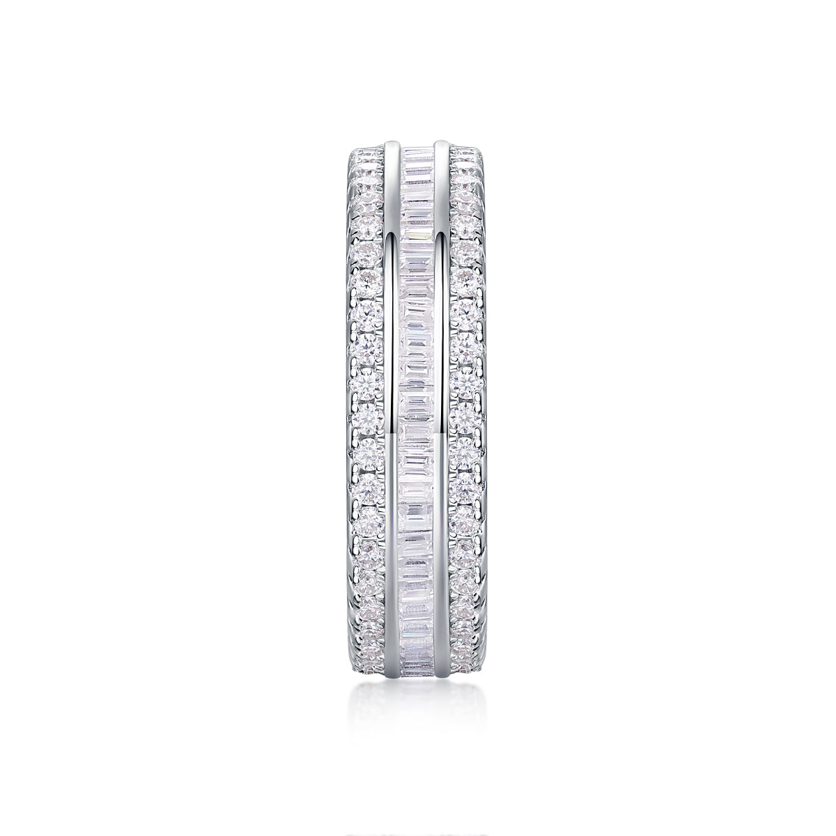1Three Row Diamond Ring Luxury Fashion Set Moissanite Silver Ring Prohibit TikTok sales - 5 - CJ