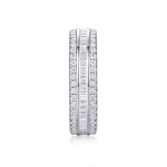 1Three Row Diamond Ring Luxury Fashion Set Moissanite Silver Ring Prohibit TikTok sales - 5 - CJ